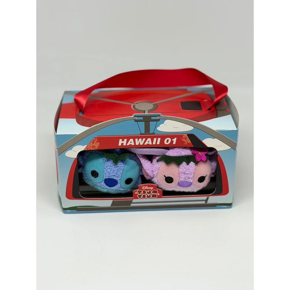 Disney Tsum Tsum Plush Hawaii Stitch Angel Hula Set Blue Pink NIB Collectible 01